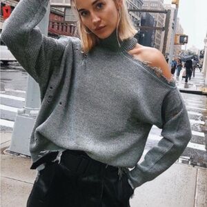 Lovers + Friends Revolve Gray Arlington Sweater Wool Blend